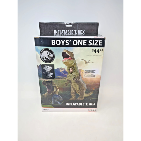 Inflatable T-Rex Dinosaur Jurassic Park unisex child costume World NEW boxed - Picture 1 of 4